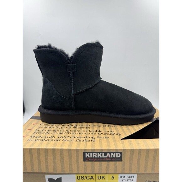 Kirkland Women's Shearling Scalloped Edge Suede Boot Booties Black NEW Size 7 - Picture 9 of 16